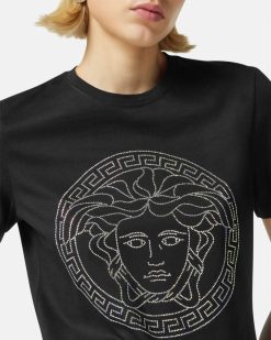 T-Shirts Et Pulls | Versace T-Shirt Avec Cristaux Medusa