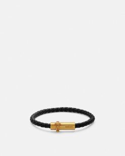 Bracelets | Versace Bracelet En Cuir Tresse Medusa