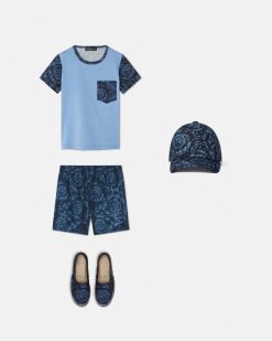 Vetements De Plage | Versace Short De Bain Barocco Kids A Logo