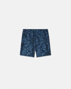 Vetements De Plage | Versace Short De Bain Barocco Kids A Logo