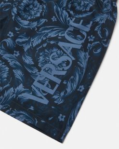 Vetements De Plage | Versace Short De Bain Barocco Kids A Logo