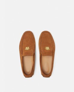 Chaussures Drivers | Versace Mocassins Driver En Daim La Medusa