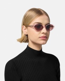 Lunettes De Soleil | Versace Lunettes De Soleil Ovales Tubular Greca