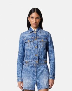 Denim | Versace Veste En Denim Classique Barocco