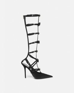 Gianni Ribbon | Versace Gianni Ribbon Escarpins Cage En Satin 110 Mm