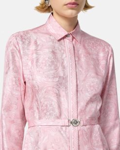 Robes | Versace Robe Chemise Mi-Longue Barocco En Soie