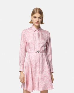 Robes | Versace Robe Chemise Mi-Longue Barocco En Soie