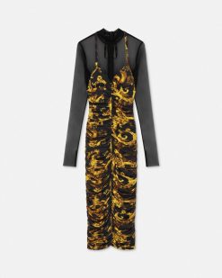 Vetements | Versace Robe Mi-Longue Froncee Watercolour Couture