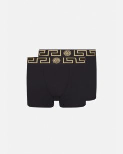 Boxers | Versace Lot De Deux Boxers Adherents Longs Greca