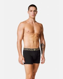 Boxers | Versace Lot De Deux Boxers Adherents Longs Greca