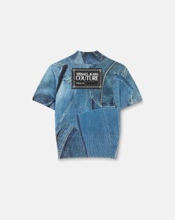 Vetements | Versace Haut En Maille Patchwork Denim