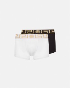 Boxers | Versace Lot De Deux Boxers Adherents A Bordure Greca