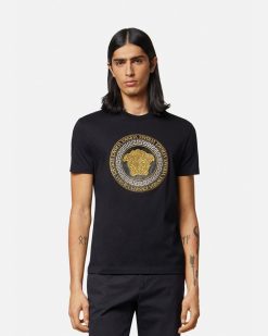 T-Shirts Et Polos | Versace T-Shirt Medusa Avec Cristaux