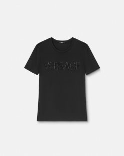 T-Shirts Et Pulls | Versace T-Shirt Avec Logo En Cristaux