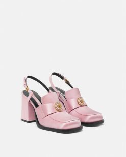 Alia | Versace Alia Slingbacks Mocassins En Satin 85 Mm