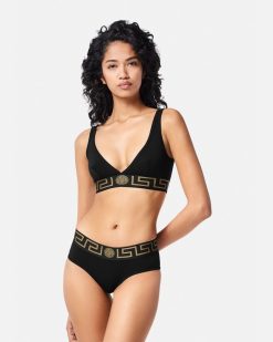 Soutiens-Gorge Et Slips | Versace String A Bordure Greca