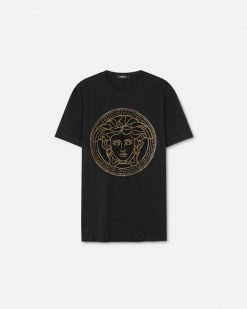 T-Shirts Et Polos | Versace T-Shirt Medusa Avec Cristaux