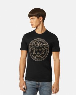 T-Shirts Et Polos | Versace T-Shirt Medusa Avec Cristaux