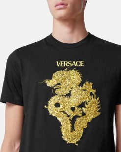 T-Shirts Et Polos | Versace T-Shirt Ornemente Annee Du Dragon