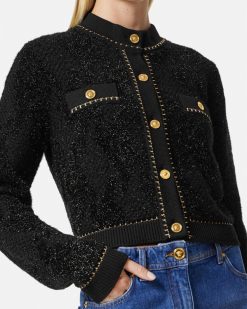 Maille | Versace Cardigan En Tweed De Lurex