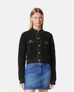 Maille | Versace Cardigan En Tweed De Lurex