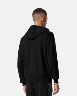 Maille | Versace Hoodie Zippe En Maille Jacquard Barocco