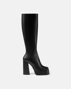 Platforms | Versace Aevitas Bottes A Plateforme En Cuir 120 Mm