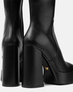 Platforms | Versace Aevitas Bottes A Plateforme En Cuir 120 Mm