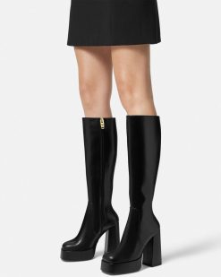 Platforms | Versace Aevitas Bottes A Plateforme En Cuir 120 Mm