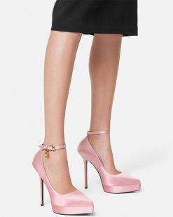 Platforms | Versace Lycia Escarpins A Plateforme En Satin 140 Mm