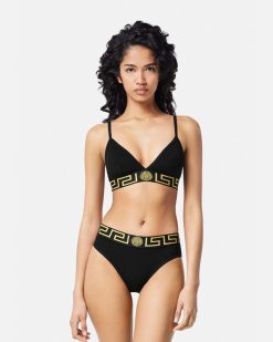 Soutiens-Gorge Et Slips | Versace Brassiere Triangle A Bordure Greca