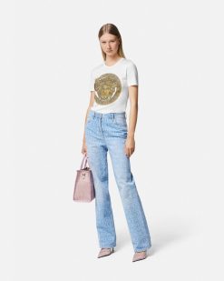 T-Shirts Et Pulls | Versace T-Shirt La Medusa Avec Cristaux