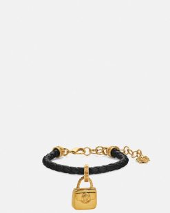 Bracelets | Versace Bracelet En Cuir Tresse La Medusa