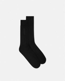 Chaussettes | Versace Chaussettes Cotelees A Logo