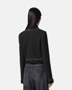 Tailleur | Versace Veste Cardigan En Tweed Decore