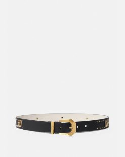 Ceintures | Versace Ceinture Cloutee En Cuir Medusa Heritage