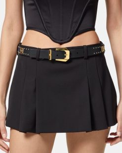 Ceintures | Versace Ceinture Cloutee En Cuir Medusa Heritage