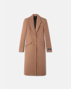 Vetements D'Exterieur Et Manteaux | Versace Manteau Long Droit En Laine De Chameau