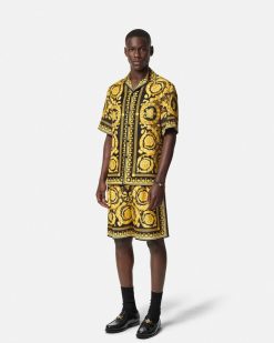 Pantalons Et Shorts | Versace Short En Soie Barocco