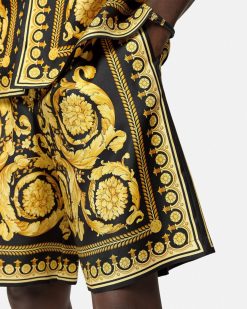 Pantalons Et Shorts | Versace Short En Soie Barocco