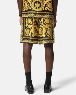 Pantalons Et Shorts | Versace Short En Soie Barocco