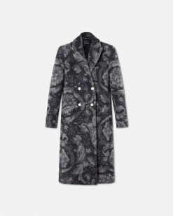 Vetements D'Exterieur Et Manteaux | Versace Manteau Long En Laine Barocco Stencil