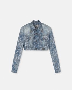 Vetements | Versace Veste Courte En Denim Paillete Animalier