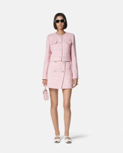 Jupes | Versace Mini-Jupe Portefeuille En Tweed Contrasto