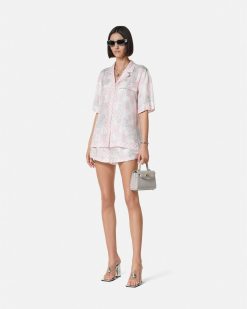 Chemises Et Tops | Versace Chemise En Soie Medusa Contrasto