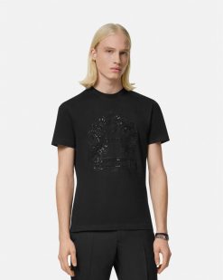 T-Shirts Et Polos | Versace T-Shirt Versace Cartouche Avec Ornements