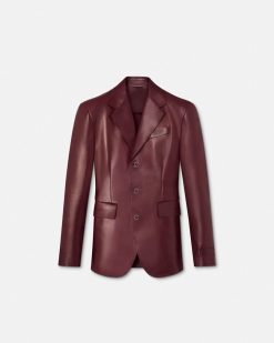 Blazers Et Costumes | Versace Blazer A Boutonnage Droit En Cuir