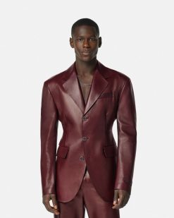 Blazers Et Costumes | Versace Blazer A Boutonnage Droit En Cuir