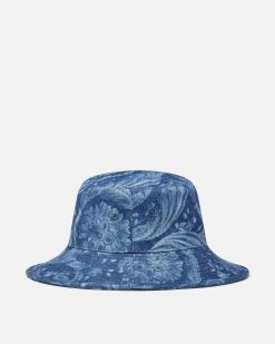 Chapeaux Et Casquettes | Versace Bob A Logo Barocco En Denim