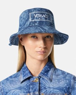 Chapeaux Et Casquettes | Versace Bob A Logo Barocco En Denim